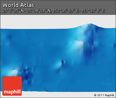 Physical 3D Map of the Area around 25° 22' 6" N, 153° 4' 29" E