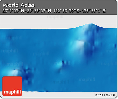 Physical 3D Map of the Area around 25° 22' 6" N, 153° 4' 29" E