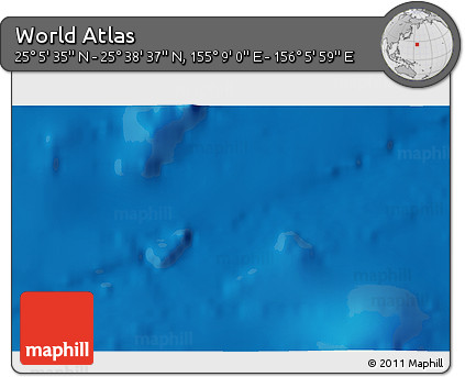 Physical 3D Map of the Area around 25° 22' 6" N, 155° 37' 30" E