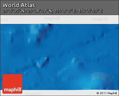Physical 3D Map of the Area around 25° 22' 6" N, 155° 37' 30" E