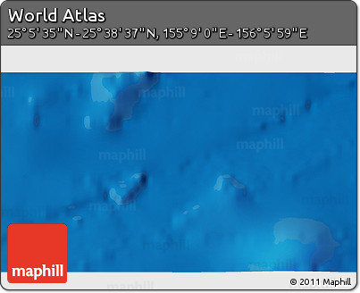 Physical 3D Map of the Area around 25° 22' 6" N, 155° 37' 30" E