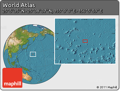 Satellite Location Map of the Area around 25° 22' 6" N, 155° 37' 30" E