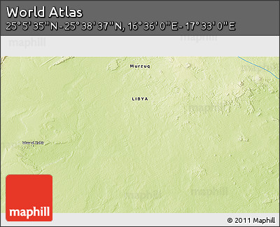 Physical 3D Map of the Area around 25° 22' 6" N, 17° 4' 30" E