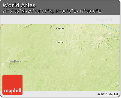 Physical 3D Map of the Area around 25° 22' 6" N, 17° 4' 30" E