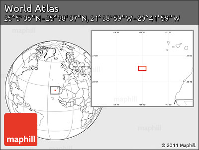 Blank Location Map of the Area around 25° 22' 6" N, 21° 10' 29" W
