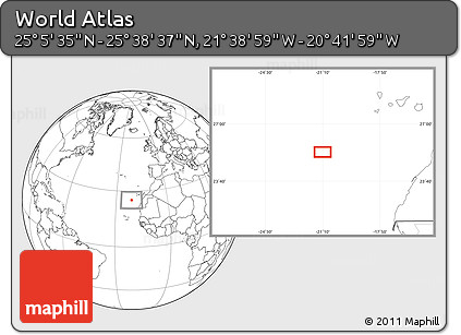 Blank Location Map of the Area around 25° 22' 6" N, 21° 10' 29" W