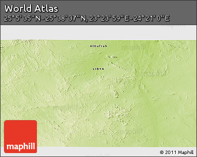 Physical 3D Map of the Area around 25° 22' 6" N, 23° 52' 30" E