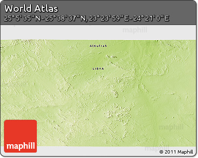 Physical 3D Map of the Area around 25° 22' 6" N, 23° 52' 30" E