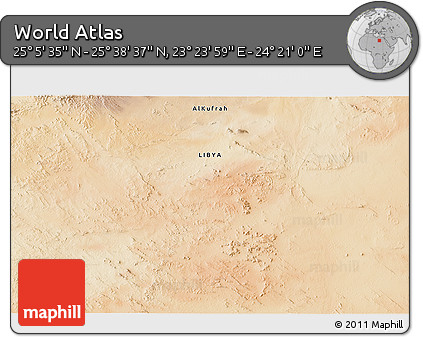 Satellite 3D Map of the Area around 25° 22' 6" N, 23° 52' 30" E