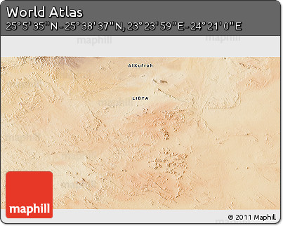Satellite 3D Map of the Area around 25° 22' 6" N, 23° 52' 30" E