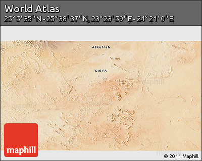 Satellite 3D Map of the Area around 25° 22' 6" N, 23° 52' 30" E
