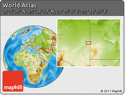 Physical Location Map of the Area around 25° 22' 6" N, 24° 43' 30" E