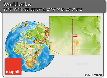 Physical Location Map of the Area around 25° 22' 6" N, 25° 34' 30" E