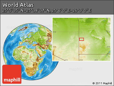 Physical Location Map of the Area around 25° 22' 6" N, 25° 34' 30" E