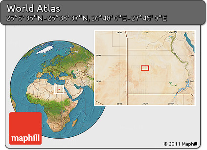 Satellite Location Map of the Area around 25° 22' 6" N, 27° 16' 29" E