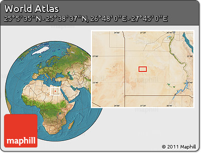 Satellite Location Map of the Area around 25° 22' 6" N, 27° 16' 29" E