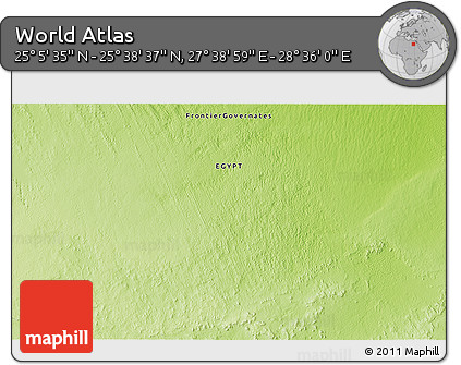 Physical 3D Map of the Area around 25° 22' 6" N, 28° 7' 30" E