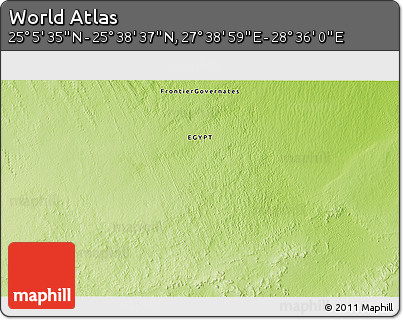 Physical 3D Map of the Area around 25° 22' 6" N, 28° 7' 30" E