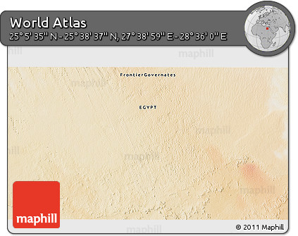 Satellite 3D Map of the Area around 25° 22' 6" N, 28° 7' 30" E