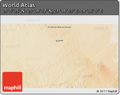 Satellite 3D Map of the Area around 25° 22' 6" N, 28° 7' 30" E