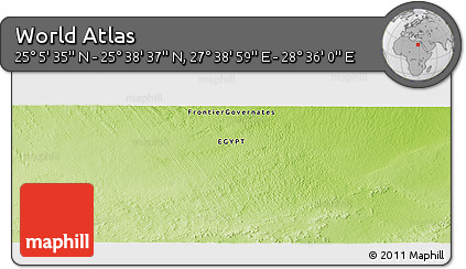 Physical Panoramic Map of the Area around 25° 22' 6" N, 28° 7' 30" E