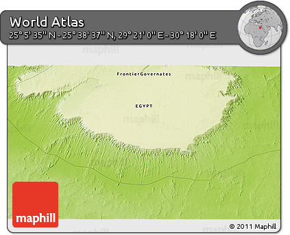 Physical 3D Map of the Area around 25° 22' 6" N, 29° 49' 30" E
