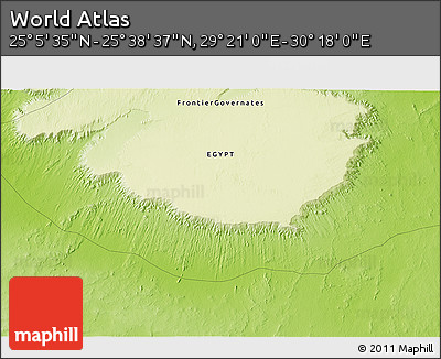 Physical 3D Map of the Area around 25° 22' 6" N, 29° 49' 30" E