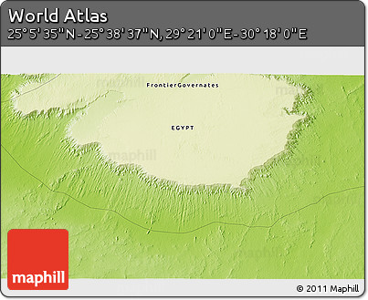 Physical 3D Map of the Area around 25° 22' 6" N, 29° 49' 30" E