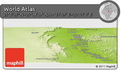Physical Panoramic Map of the Area around 25° 22' 6" N, 32° 22' 30" E