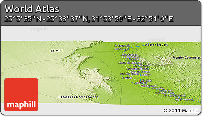 Physical Panoramic Map of the Area around 25° 22' 6" N, 32° 22' 30" E