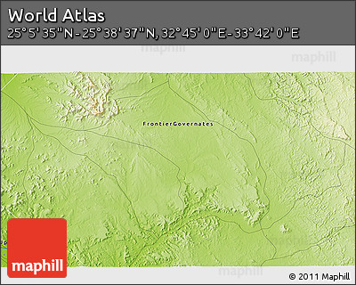 Physical 3D Map of the Area around 25° 22' 6" N, 33° 13' 30" E