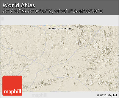 Shaded Relief 3D Map of the Area around 25° 22' 6" N, 34° 4' 30" E