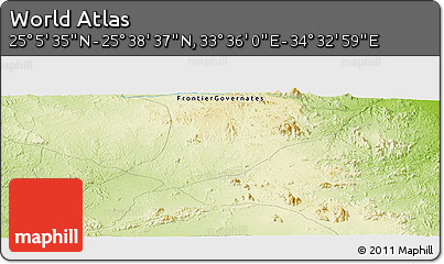 Physical Panoramic Map of the Area around 25° 22' 6" N, 34° 4' 30" E