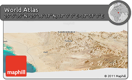 Satellite Panoramic Map of the Area around 25° 22' 6" N, 37° 28' 30" E