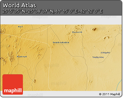 Physical 3D Map of the Area around 25° 22' 6" N, 41° 43' 30" E