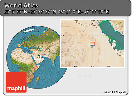 Satellite Location Map of the Area around 25° 22' 6" N, 46° 49' 30" E