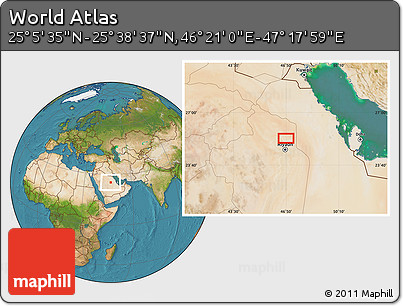 Satellite Location Map of the Area around 25° 22' 6" N, 46° 49' 30" E