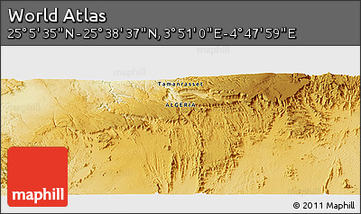 Physical Panoramic Map of the Area around 25° 22' 6" N, 4° 19' 30" E