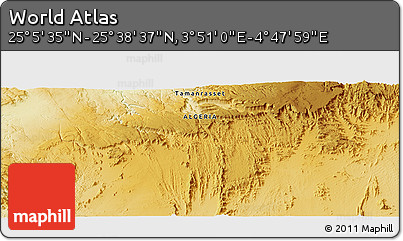 Physical Panoramic Map of the Area around 25° 22' 6" N, 4° 19' 30" E