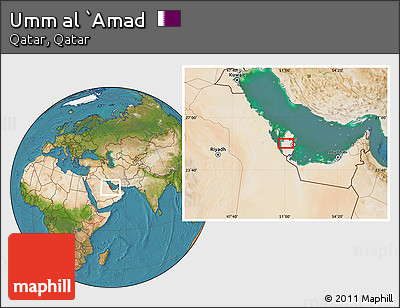 Satellite Location Map of Umm Al `Amad