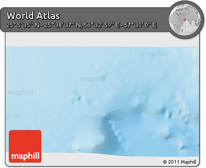 Physical 3D Map of the Area around 25° 22' 6" N, 57° 1' 29" E