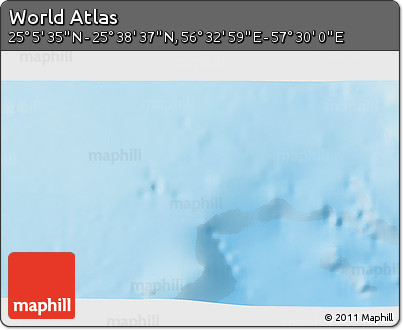Physical 3D Map of the Area around 25° 22' 6" N, 57° 1' 29" E