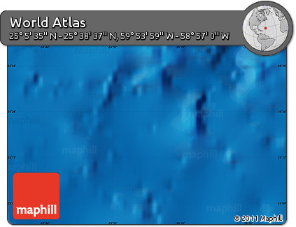 Shaded Relief Map of the Area around 25° 22' 6" N, 59° 25' 29" W