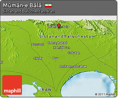 Physical 3D Map of Mūmān-e Bālā