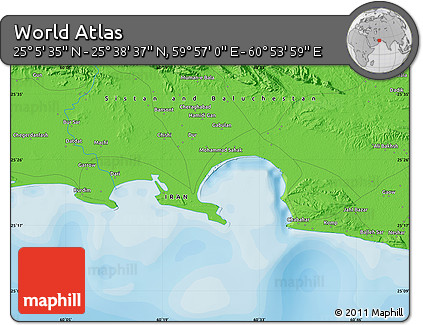 Political Map of the Area around 25° 22' 6" N, 60° 25' 29" E