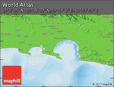 Political Map of the Area around 25° 22' 6" N, 60° 25' 29" E