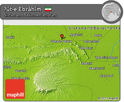 Physical 3D Map of Ḩūt-e Ebrāhīm