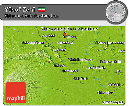 Physical 3D Map of Yūsof Zehī