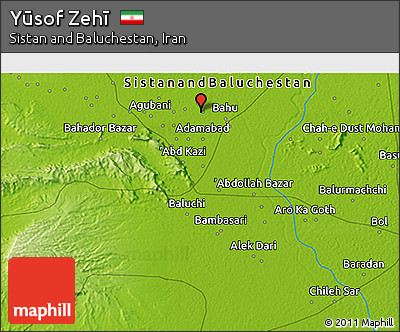 Physical 3D Map of Yūsof Zehī