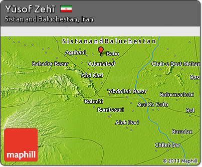 Physical 3D Map of Yūsof Zehī